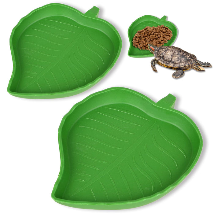 2 Pcs Turtle Water Bowl Reptile Bowls Reptile Food Dish Leaf Shape Turtle Bowl R