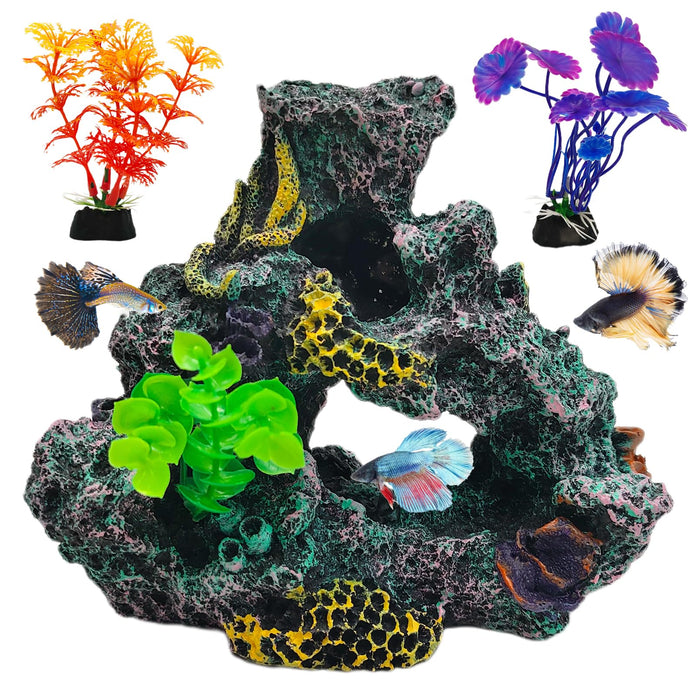 Hamiledyi Aquarium Coral Reef Decor Resin Betta Fish Tank Decorations for Aquari