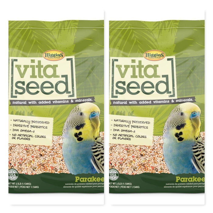 Higgins 2 Bag Bundle of Higgins Vita Seed Parakeet Bird Food 2.5 lb. ea. Parakee