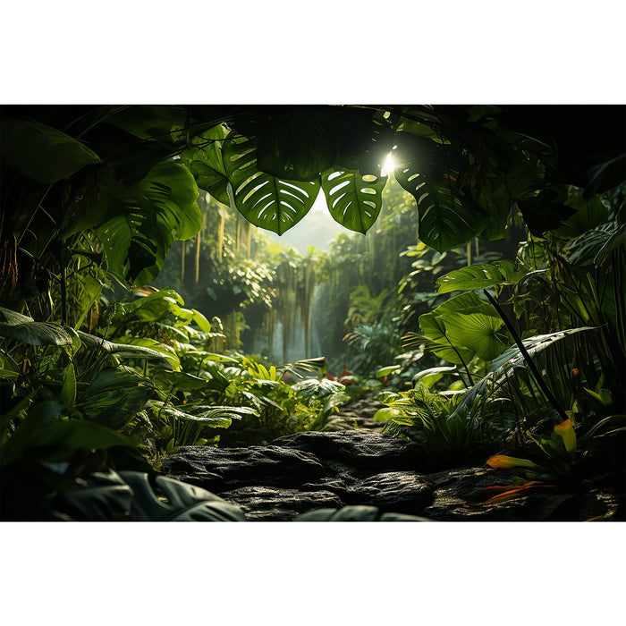 ZatiasMiller Aquarium Background Lush Tropical Leaves Terrarium Background Morni