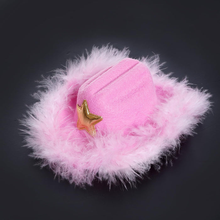 Choyaxo Dog Cowboy Hat with Feather Mini Dog Cowboy Costume for Small Pet Dogs