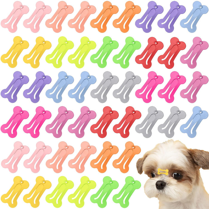 48 Pieces Hair Clips for Dogs 1 Inch Mini Bone Shaped Snap Pet Hair Barre