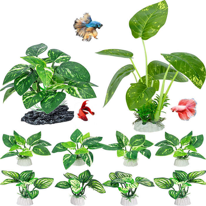 MyLifeUNIT Betta Fish Tank Decor 10 Pack Silk Aquarium Plants for Aquarium Decor