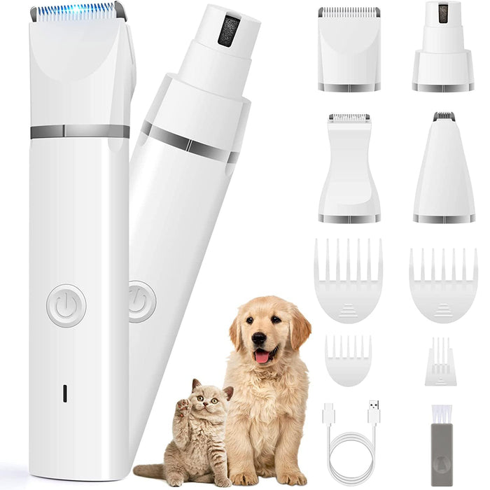 Veeconn Dog Clippers Grooming Kit Hair Clipper-Low Noise Paw Trimmer- Rechargeab