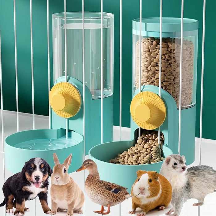 Rabbit Water Food Dispenser Set 40oz Cage Hanging Automatic Feeder Water Bowl Fe