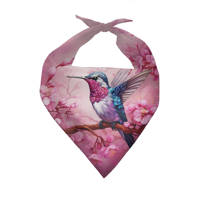 Forchrinse Pink Hummingbird Flower Dog BandanasWashable Triangle Dog Scarf Kerch