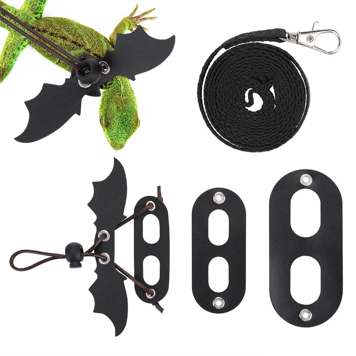 cobee Bearded Dragon Harness and Leash 3 Pcs Adjustable Lizard Leashes Soft Leat